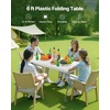 image:imageVEVOR Folding Table Heavy Duty Portable FoldinHalf Utility Table Indoor Outdoor Plastic Rectangle Table with Built in Handle for Party Dining Wedding Events Picnic Camping 8 ft White6 ft