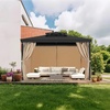 image:imageVEVOR Gazebo Curtains Outdoor Fit 12 x 10 x 67 Gazebos 4Panel Sidewall Gazebo Privacy Curtains with Zippers Outdoor Curtain Replacement for Patio Canopy Only Curtain GrayKhaki