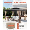 image:imageVEVOR Gazebo Curtains Outdoor Fit 12 x 10 x 67 Gazebos 4Panel Sidewall Gazebo Privacy Curtains with Zippers Outdoor Curtain Replacement for Patio Canopy Only Curtain GrayKhaki