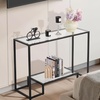 image:imageVEVOR Glass Console Table 394 Inch Entryway Table Modern Rectangle Sofa Table with Tempered Glass Top and Iron Legs Golden Consloe Desk for Living Room Hallway EntrywayBlack