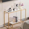 image:imageVEVOR Glass Console Table 394 Inch Entryway Table Modern Rectangle Sofa Table with Tempered Glass Top and Iron Legs Golden Consloe Desk for Living Room Hallway EntrywayGolden