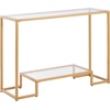 image:imageVEVOR Glass Console Table 394 Inch Entryway Table Modern Rectangle Sofa Table with Tempered Glass Top and Iron Legs Golden Consloe Desk for Living Room Hallway EntrywayGolden