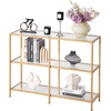 image:imageVEVOR Glass Console Table 394 Inch Entryway Table Modern Rectangle Sofa Table with Tempered Glass Top and Iron Legs Golden Consloe Desk for Living Room Hallway EntrywayGold