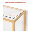 image:imageVEVOR Glass Console Table 394 Inch Entryway Table Modern Rectangle Sofa Table with Tempered Glass Top and Iron Legs Golden Consloe Desk for Living Room Hallway EntrywayGolden