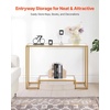 image:imageVEVOR Glass Console Table 394 Inch Entryway Table Modern Rectangle Sofa Table with Tempered Glass Top and Iron Legs Golden Consloe Desk for Living Room Hallway EntrywayGolden