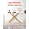 image:imageVEVOR Glass Console Table 394 Inch Entryway Table Modern Rectangle Sofa Table with Tempered Glass Top and Iron Legs Golden Consloe Desk for Living Room Hallway EntrywayGold