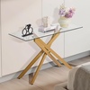 image:imageVEVOR Glass Console Table 394 Inch Entryway Table Modern Rectangle Sofa Table with Tempered Glass Top and Iron Legs Golden Consloe Desk for Living Room Hallway EntrywayGold
