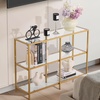 image:imageVEVOR Glass Console Table 394 Inch Entryway Table Modern Rectangle Sofa Table with Tempered Glass Top and Iron Legs Golden Consloe Desk for Living Room Hallway EntrywayGold
