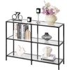 image:imageVEVOR Glass Console Table 394 Inch Entryway Table Modern Rectangle Sofa Table with Tempered Glass Top and Iron Legs Golden Consloe Desk for Living Room Hallway EntrywayBlack