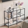 image:imageVEVOR Glass Console Table 394 Inch Entryway Table Modern Rectangle Sofa Table with Tempered Glass Top and Iron Legs Golden Consloe Desk for Living Room Hallway EntrywayBlack