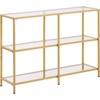 image:imageVEVOR Glass Console Table 394 Inch Entryway Table Modern Rectangle Sofa Table with Tempered Glass Top and Iron Legs Golden Consloe Desk for Living Room Hallway EntrywayGold