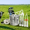 image:imageVEVOR Goat Milking Machine 12 L 304 Stainless Steel Bucket Electric Automatic Pulsation Vacuum Milker Portable Milker with FoodGrade Silicone Cups and Tubes Adjustable Suction for Cows and Sheep12 L