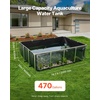 image:imageVEVOR KOI Aquarium Tank Above Ground Fish Pond 127 Gallon Foldable Canvas Fish Pool Pond with Clear Viewing Panel OutdoorIndoor No Dig Turtle Goldfish Pond with 304SS Frame and Drain ValveWith Clear Panel