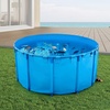 image:imageVEVOR KOI Aquarium Tank Above Ground Fish Pond 127 Gallon Foldable Canvas Fish Pool Pond with Clear Viewing Panel OutdoorIndoor No Dig Turtle Goldfish Pond with 304SS Frame and Drain ValveRoundBlue