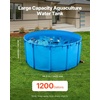 image:imageVEVOR KOI Aquarium Tank Above Ground Fish Pond 127 Gallon Foldable Canvas Fish Pool Pond with Clear Viewing Panel OutdoorIndoor No Dig Turtle Goldfish Pond with 304SS Frame and Drain ValveRoundBlue