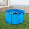 image:imageVEVOR KOI Aquarium Tank Above Ground Fish Pond 127 Gallon Foldable Canvas Fish Pool Pond with Clear Viewing Panel OutdoorIndoor No Dig Turtle Goldfish Pond with 304SS Frame and Drain ValveRoundBlue