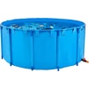 image:imageVEVOR KOI Aquarium Tank Above Ground Fish Pond 127 Gallon Foldable Canvas Fish Pool Pond with Clear Viewing Panel OutdoorIndoor No Dig Turtle Goldfish Pond with 304SS Frame and Drain ValveRoundBlue