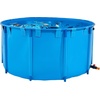 image:imageVEVOR KOI Aquarium Tank Above Ground Fish Pond 127 Gallon Foldable Canvas Fish Pool Pond with Clear Viewing Panel OutdoorIndoor No Dig Turtle Goldfish Pond with 304SS Frame and Drain ValveRoundBlue