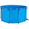image:imageVEVOR KOI Aquarium Tank Above Ground Fish Pond 127 Gallon Foldable Canvas Fish Pool Pond with Clear Viewing Panel OutdoorIndoor No Dig Turtle Goldfish Pond with 304SS Frame and Drain ValveRoundBlue