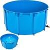 image:imageVEVOR KOI Aquarium Tank Above Ground Fish Pond 127 Gallon Foldable Canvas Fish Pool Pond with Clear Viewing Panel OutdoorIndoor No Dig Turtle Goldfish Pond with 304SS Frame and Drain ValveRoundBlue