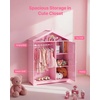 image:imageVEVOR Kids Dress Up Storage with Mirror Dress Up Closet Kids Armoire Wardrobe Closet for Little Girls Toddler Costume Organizer Pretend Princess Storage Dresser for Bedroom Girls Room PinkPink