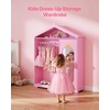 image:imageVEVOR Kids Dress Up Storage with Mirror Dress Up Closet Kids Armoire Wardrobe Closet for Little Girls Toddler Costume Organizer Pretend Princess Storage Dresser for Bedroom Girls Room PinkPink
