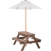 image:imageVEVOR Kids Picnic Table with Umbrella 3in1 Sand amp Water Table Outdoor Wooden Table and Bench Set with 2 Trays 4People Patio Dining Furniture for Garden Backyard and Porch Walnut