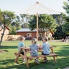image:imageVEVOR Kids Picnic Table with Umbrella 3in1 Sand amp Water Table Outdoor Wooden Table and Bench Set with 2 Trays 4People Patio Dining Furniture for Garden Backyard and Porch Walnut