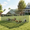 image:imageVEVOR Large Metal Chicken Coop with Run Walkin Chicken Coop for Yard with Waterproof Cover 65 x 98 x 65 ft Spire Roof Large Poultry Cage for Hen House Duck Coop and Rabbit Run2362L x 1181W x 667H