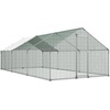 image:imageVEVOR Large Metal Chicken Coop with Run Walkin Chicken Coop for Yard with Waterproof Cover 65 x 98 x 65 ft Spire Roof Large Poultry Cage for Hen House Duck Coop and Rabbit Run2362L x 1181W x 667H