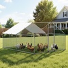image:imageVEVOR Large Metal Chicken Coop with Run Walkin Chicken Coop for Yard with Waterproof Cover 65 x 98 x 65 ft Spire Roof Large Poultry Cage for Hen House Duck Coop and Rabbit Run1186L x 1547W x 784H