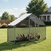 image:imageVEVOR Large Metal Chicken Coop with Run Walkin Chicken Coop for Yard with Waterproof Cover 65 x 98 x 65 ft Spire Roof Large Poultry Cage for Hen House Duck Coop and Rabbit Run1181L x 394W x 787H