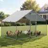 image:imageVEVOR Large Metal Chicken Coop with Run Walkin Chicken Coop for Yard with Waterproof Cover 65 x 98 x 65 ft Spire Roof Large Poultry Cage for Hen House Duck Coop and Rabbit Run1176L x 792W x 792H
