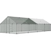 image:imageVEVOR Large Metal Chicken Coop with Run Walkin Chicken Coop for Yard with Waterproof Cover 65 x 98 x 65 ft Spire Roof Large Poultry Cage for Hen House Duck Coop and Rabbit Run3149L x 1181W x 787H