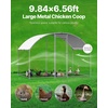 image:imageVEVOR Large Metal Chicken Coop with Run Walkin Chicken Coop for Yard with Waterproof Cover 65 x 98 x 65 ft Spire Roof Large Poultry Cage for Hen House Duck Coop and Rabbit Run1181L x 787W x 787H