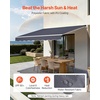 image:imageVEVOR Manual Retractable Awning 13 x 8 ft Outdoor Patio Awning Retractable Sun Shade Patio Door Window Awning Sunshade Shelter WaterResistant Polyester with Crank Handle for Balcony BackyardGray