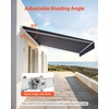 image:imageVEVOR Manual Retractable Awning 13 x 8 ft Outdoor Patio Awning Retractable Sun Shade Patio Door Window Awning Sunshade Shelter WaterResistant Polyester with Crank Handle for Balcony BackyardGray