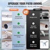 image:imageVEVOR Manual Retractable Awning 13 x 8 ft Outdoor Patio Awning Retractable Sun Shade Patio Door Window Awning Sunshade Shelter WaterResistant Polyester with Crank Handle for Balcony BackyardKhaki