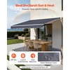 image:imageVEVOR Manual Retractable Awning 13 x 8 ft Outdoor Patio Awning Retractable Sun Shade Patio Door Window Awning Sunshade Shelter WaterResistant Polyester with Crank Handle for Balcony BackyardGray