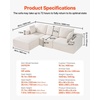 image:imageVEVOR Modular Sectional Sofa Modern 5Seater Modular Sofa with Hidden Storage Customizable Cloud Sectional Couch Solid Wood Frame Upholstered Comfy Couch for Living Room Bedroom BeigeBeige