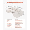 image:imageVEVOR Modular Sectional Sofa U Shaped Couch Sectional Sofa for Living Room Cloud Couch with High Rebound Sponge with Cushion for Living Room Apartment BlackBeige