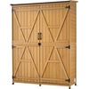 image:imageVEVOR Outdoor Storage Shed 4941 x 6398 Wood Garden Tool Shed with Lockable Doors amp Sloped Roof Waterproof Outside Storage Cabinet with Shelves amp Floor Included for Backyard Patio Lawn Brown