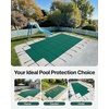image:imageVEVOR Pool Safety Cover Fits 16x32ft Rectangular Inground Winter Swimming Pools with 4x8ft Center End Step Triple Stitched High Strength Mesh PP Great Rain Permeability Installation HardwareGreen