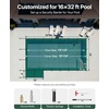 image:imageVEVOR Pool Safety Cover Fits 16x32ft Rectangular Inground Winter Swimming Pools with 4x8ft Center End Step Triple Stitched High Strength Mesh PP Great Rain Permeability Installation HardwareGreen