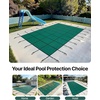 image:imageVEVOR Pool Safety Cover Fits 16x32ft Rectangular Inground Winter Swimming Pools with 4x8ft Center End Step Triple Stitched High Strength Mesh PP Great Rain Permeability Installation HardwareGreen