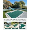 image:imageVEVOR Pool Safety Cover Fits 16x32ft Rectangular Inground Winter Swimming Pools with 4x8ft Center End Step Triple Stitched High Strength Mesh PP Great Rain Permeability Installation HardwareGreen