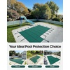 image:imageVEVOR Pool Safety Cover Fits 16x32ft Rectangular Inground Winter Swimming Pools with 4x8ft Center End Step Triple Stitched High Strength Mesh PP Great Rain Permeability Installation HardwareGreen