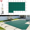 image:imageVEVOR Pool Safety Cover Fits 16x32ft Rectangular Inground Winter Swimming Pools with 4x8ft Center End Step Triple Stitched High Strength Mesh PP Great Rain Permeability Installation HardwareGreen