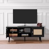 image:imageVEVOR Rattan Mid Century Modern TV Stand Boho TV Console for 55 inch TV WhiteBlack