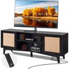 image:imageVEVOR Rattan Mid Century Modern TV Stand Boho TV Console for 55 inch TV WhiteBlack